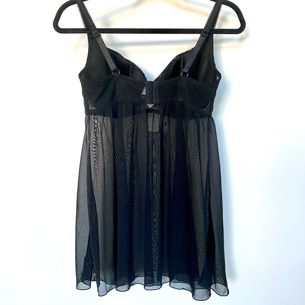 Body Form Black Mesh Lace Babydoll, Size 1X - Picture 2 of 8